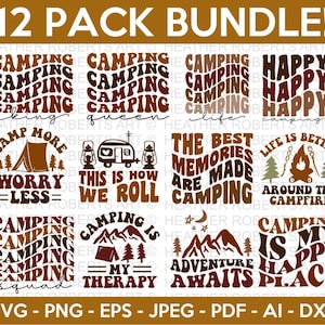 Camping SVG Bundle, Camping Life SVG, Camping King svg, Happy Camper svg, Camping Shirt svg, Hiking svg, Cut Files for Cricut, Silhouette image 1