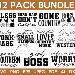 Bundle Western SVG, dessins Western, Western Svg, Svg cow-girl, musique country Svg, Svg fille patron, idées Western, fichier coupe Cricut, silhouette