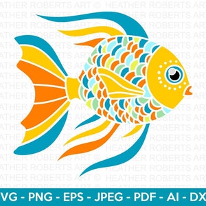 Fish SVG, Ocean Svg, Sea Animal, Colored Fish Svg, Fish Clipart, Aquatic, Aquatic Animals, Cut File Cricut, SIlhouette
