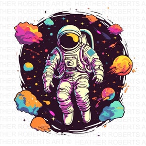 Psychedelische astronaut, astronaut png, astronomie png, psychedelische png decor, psychedelische kunst, psychedelische muurkunst png, sublimatie png