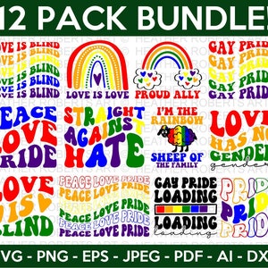 Retro LGBT Svg Bundle, LGBT Ally SVG Bundle, Gay Ally svg, Rainbow svg, Gay Pride Ally Shirt svg, Gay Parade, Cut Files for Cricut