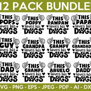 Loves His Dogs SVG-bundel, hondcitaten SVG, bont vader svg, hondenliefhebber svg, hond papa, pootafdrukken SVG, hond papa Svg, Cricut gesneden bestand, silhouet