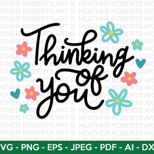 Thinking of You SVG, Think Positive SVG, Motivationszitate svg, Inspirierende Zitate svg, Lebenszitate, Handschriftlich, Schnittdatei Cricut