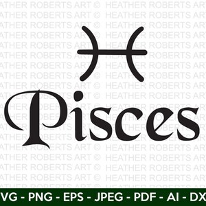 Pisces SVG, Pisces Zodiac Svg, Zodiac Signs SVG, Astrology Signs svg, Zodiac Symbols svg, Constellation Signs svg, Cut File Cricut