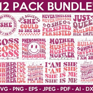 L'autonomisation des femmes rétro Bundle SVG, svg motivation, citations positives svg, fille citations Svg, Svg source d'inspiration, reine svg, fichier de coupe pour Cricut