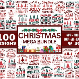 Weihnachten Mega Bundle, 100 Designs, Heather Roberts Art Bundle, Weihnachten svg, Winter svg, Feiertage, Cut Files Cricut, Silhouette