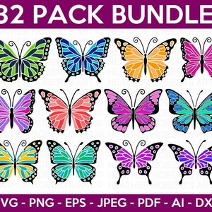 Paquete de mariposas svg, Buttefly svg, doodle mariposa svg, mariposa monarca svg, mariposa clipart, archivo de corte cricut, silueta