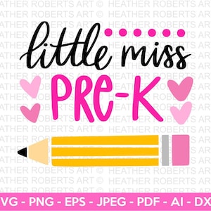 Little Miss Pre-K SVG, Back to School SVG, Grade Level Crew Shirt svg, Teacher, School, School Shirt svg, Kid Shirt svg, Cut File Cricut