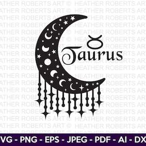 Stier SVG, Stier dierenriem maan SVG, sterrenbeelden SVG, astrologie tekens SVG, dierenriem symbolen SVG, sterrenbeeld tekens SVG, cut-bestand Cricut