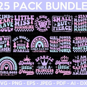 Retro kleines Mädchen-Svg-Bundle, kleine Mädchen-Svg, Retro-Designs, kleine Mädchen-Zitate, kleine Mädchen-Sprüche, Schnittdateien für Cricut, Silhouette