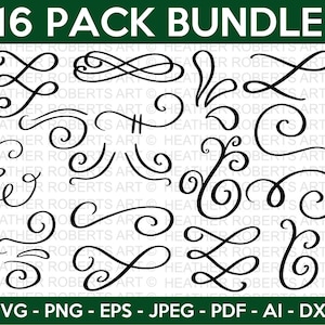 Flourish SVG Bundle, Swoosh svg, swashes svg, swirl svg, squiggle svg, swirly flourishes svg, doodles svg, Cut File for Cricut, Silhouette