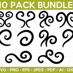 Flourish SVG Bundle, Swoosh svg, swashes svg, swirl svg, squiggle svg, swirly flourishes svg, doodles svg, Cut File for Cricut, Silhouette