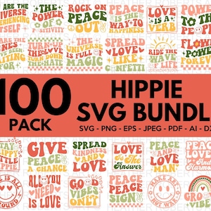Hippie Mega SVG Bundle, Hippie zwart, Peace Zeichen, inspirierendes Design, motivierend, Hippie Zitate, positive Vibes Zeichen, Cricut Cut Datei
