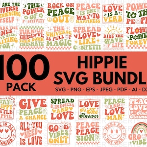 Hippie Mega SVG Bundle, Hippie Svg, Peace Svg, Inspirational Svg, Motivational Svg, Hippie Quotes, Positive Vibes Svg, Cricut Cut File