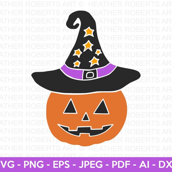 Pumpkin with Witch Hat SVG, Halloween SVG, Witch SVG, Witch Shirt svg, Halloween Costume Svg, Pumpkin Svg, Spooky Svg, Cricut Cut Files