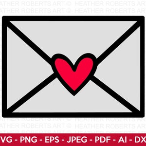 Carta de amor svg, sobre corazón svg, día de San Valentín svg, San Valentín svg, silueta de carta, carta svg, archivos cortados cricut, silueta