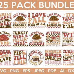 Retro Thanksgiving SVG Bundle: Fall Designs (25 Files)