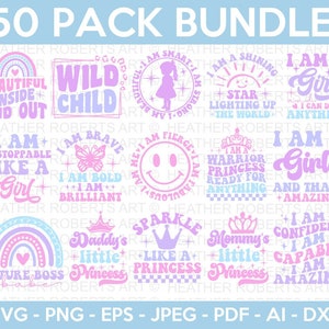 Retro kleines Mädchen-Svg-Bundle, kleine Mädchen-Svg, Retro-Designs, kleine Mädchen-Zitate, kleine Mädchen-Sprüche, Schnittdateien für Cricut, Silhouette