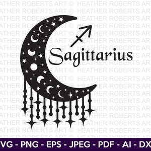 Boogschutter SVG, Boogschutter dierenriem maan Svg, sterrenbeelden SVG, astrologie tekens svg, dierenriem symbolen svg, sterrenbeeld Svg, gesneden bestand Cricut