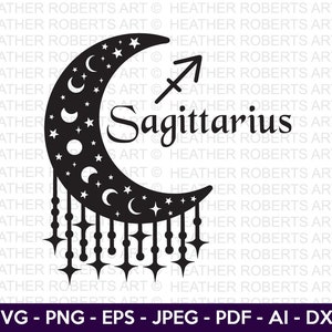 Sagittarius SVG Sagittarius Zodiac Moon Svg Zodiac Signs - Etsy