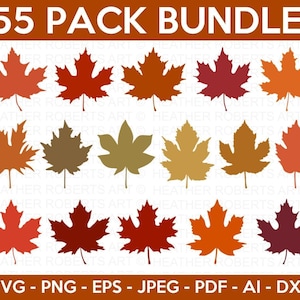 Pacchetto SVG foglie autunnali, pacchetto SVG clipart autunnali, foglia d'acero in formato Svg, autunno in formato Svg, foglia autunnale in formato SVG, pacchetto autunnale in formato Svg, Cricut, Silhouette