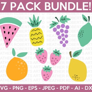 Obst Cliparts Svg Bundle, Traube SVG, Obst SVG, Zitrone SVG, Erdbeeren SVG, Ananas SVG, Orange SVG, Cricut Cut Files