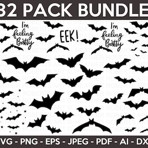 Pakiet nietoperzy SVG, Halloween SVG, dekoracje Halloween SVG, nietoperz Halloween SVG, projekt Halloween SVG, wibracje Halloween, pliki do cięcia Cricut, sylwetka
