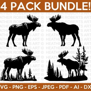 Moose Mini Svg Bundle, Moose SVG, Nature Moose svg, Baby Moose svg, Animals svg, Moose Silhouette, Moose Clipart, Cut File for Cricut