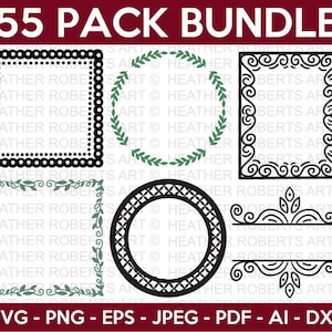 Pacote SVG de molduras e bordas, molduras quadradas SVG, bordas extravagantes SVG, moldura extravagante svg, moldura Svg, borda Svg, arquivo de corte Cricut, silhueta