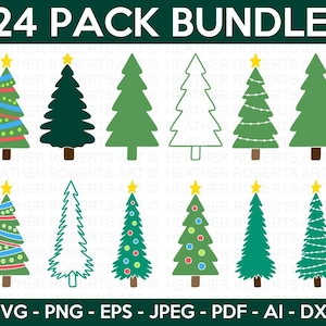 Pacchetto SVG albero di Natale, albero di pino SVG, albero di Natale in formato SVG, piante in formato SVG, Natale in formato SVG, progettazione dell'albero in formato SVG, file di taglio per Cricut, Silhouette