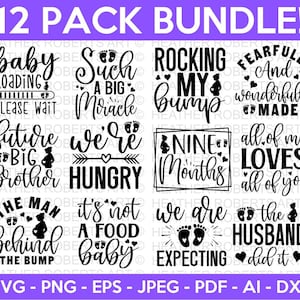 Pregnancy Svg Bundle, Pregnant Woman Svg, Mom Life Svg, Mother's Day Svg, Baby Svg, Blessing Svg, Baby Foot Print Svg, Cut File Cricut