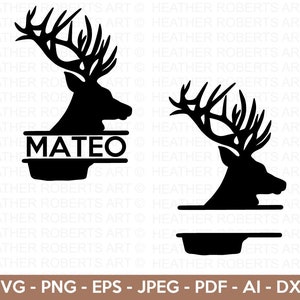 Deer Split Monogram Svg, Deer SVG, Deer Silhouette, Buck SVG, Animal Silhouette SVG, Antlers Svg, Cricut Cut File, Silhouette
