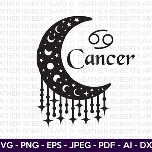 Cancer SVG, Cancer Zodiac Moon Svg, Zodiac Signs SVG, Astrology Signs svg, Zodiac Symbols svg, Constellation Signs svg, Cut File Cricut