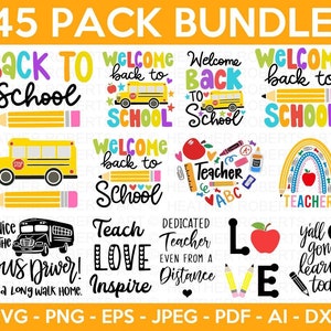 Zurück zu Schule SVG Bundle, Schule SVG, Schule Zitate SVG, Schule Shirt svg, Lehrer Shirt svg, Zurück zu Schule Shirt, Cut File Cricut