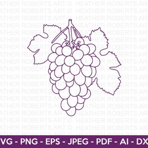 Trauben Umriss SVG, Obst SVG, Wein Schmuck, Beere Obst svg, Lila Frucht, Trauben Clipart, Cricut Cut Files