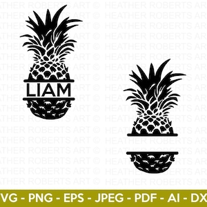 Pineapple Split Monogram Svg, Pineapple SVG, Pineapple, Fruit svg, Clipart, Pineapple Silhouette, Cut File for Cricut, Silhouette