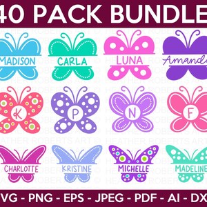 Paquete svg monograma de mariposa, svg buttefly, svg mariposa doodle, svg mariposa monarca, imágenes prediseñadas de mariposa, archivo de corte cricut, silueta