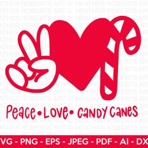 Peace Love Candy Canes SVG, Candy Cane SVG, Christmas svg, Christmas Family Shirts SVG, Winter Svg, Christmas Designs Svg, Cricut Cut File