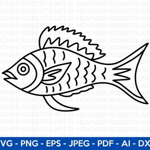 Fish SVG, Ocean Svg, Sea Animal, Fish Outline Svg, Fish Clipart, Aquatic, Aquatic Animals, Cut File Cricut, SIlhouette