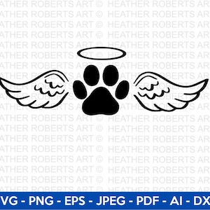 Hond Angel Wings SVG, hond Svg, Paw Svg, hondenliefhebber Svg, Angel SVG, hond Angel Halo SVG, Angel Clipart svg, gesneden bestand voor Cricut, silhouet