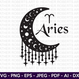 Ram SVG, ram sterrenbeeld maan SVG, sterrenbeelden SVG, astrologie tekens SVG, dierenriem symbolen SVG, sterrenbeeld tekens SVG, horoscoop, cut-bestand Cricut