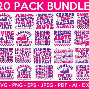 Retro Cheerleader SVG Bundle, Cheerleading SVG, Cheer Svg, Megaphone svg,  Cheerleader girl svg,Cheer Quotes svg,Cheer Squad,Cut File Cricut