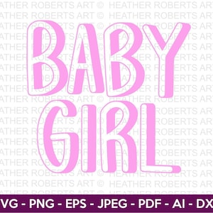 3D babymeisje Svg, 3D-woorden SVG, babymeisje Svg, baby Svg, decoratieve woorden svg, 3D-effect svg, 3D-harten, gesneden bestanden voor de Cricut, silhouet