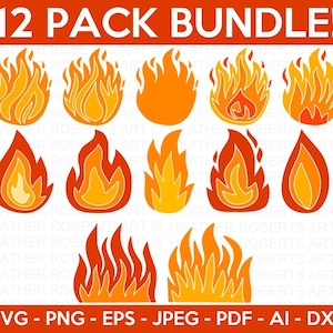 Pacchetto Svg di fuoco, Fuoco SVG, Fiamma SVG, Fiamma di fuoco SVG, Fiamma a strati SVG, Clipart di fiamma, File di taglio per Cricut, Silhouette