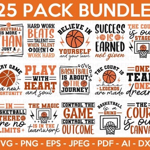 Paquete SVG de baloncesto, Citas de baloncesto SVG, Fanático del baloncesto SVG, Camisa de fanático svg, Jugador de baloncesto, Deportes svg, Archivos de corte Cricut, Silueta