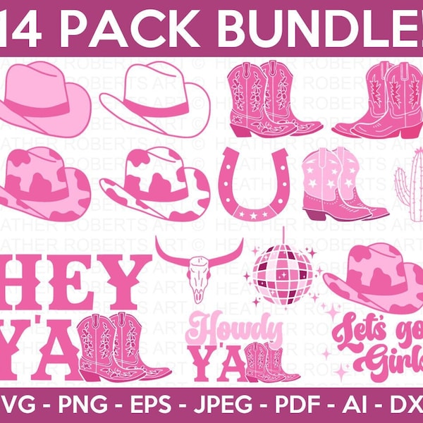 Cowgirl SVG Bundle, Cowgirl Boots Svg, Cowgirl Hat Svg, Let's Go Girls Svg, Disco Cowgirl Svg, Cow Skull Svg, Western Svg, Horshshoe Svg