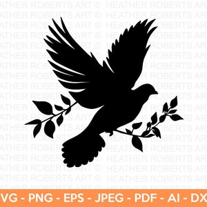 Dove SVG, Bird Svg, Dove Silhouette Svg, Dove Clipart, Birds Decor, Peace Svg ,Flying Animal Svg, Cut File for Cricut, Silhouette