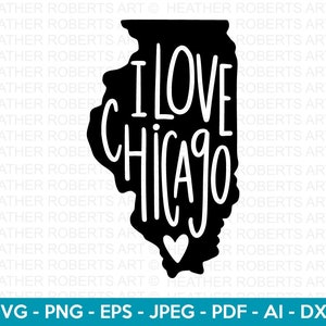 I Love Chicago Illinois SVG, Chicago Schneidedatei, Chicago Form Schneidedatei Cricut, Silhouette