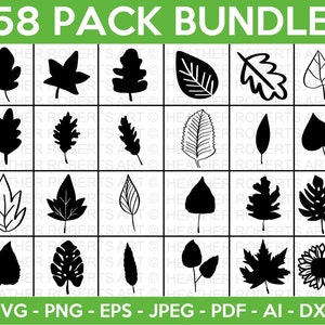 Paquete Mega Naturaleza, Naturaleza, Plantas, Hojas, Flores, Flores Silvestres, Flores Silvestres, Imágenes Prediseñadas de Hojas, Archivos de Corte Cricut, Silueta