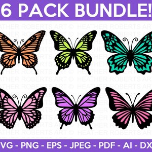 Paquete de mariposas svg, Buttefly svg, doodle mariposa svg, mariposa monarca svg, mariposa clipart, archivo de corte cricut, silueta